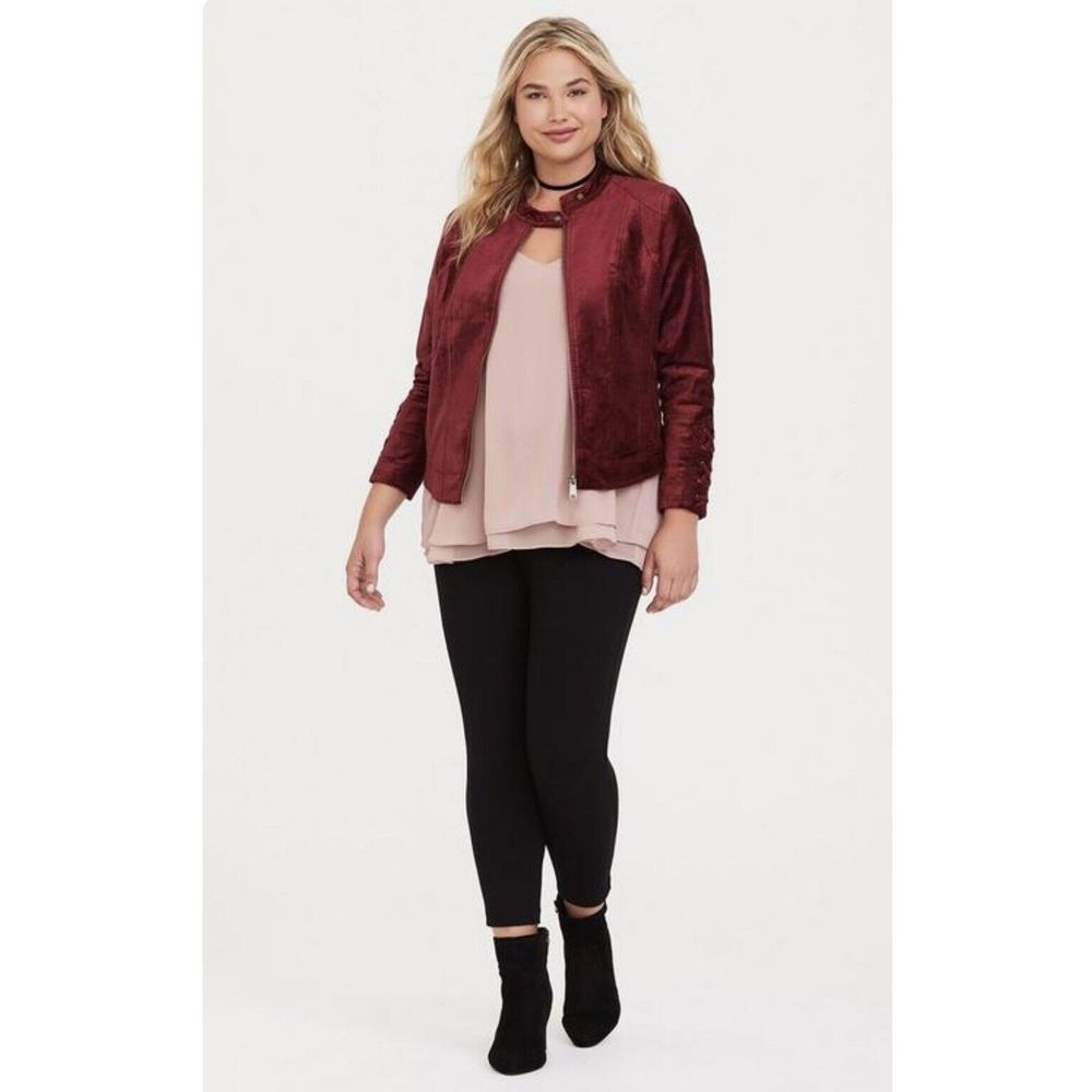 Torrid Velvet Moto Jacket - Size 2X - Burgundy